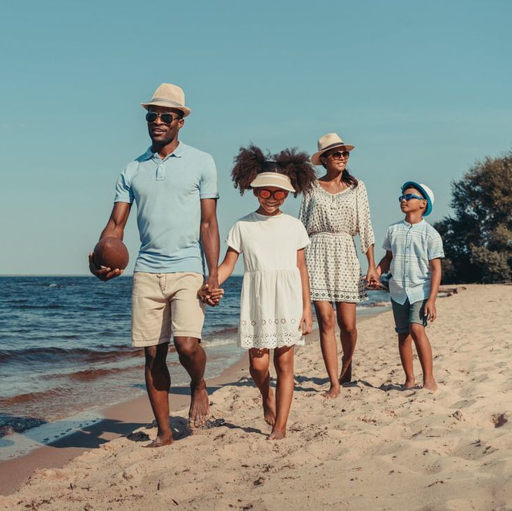 African American family on the beach